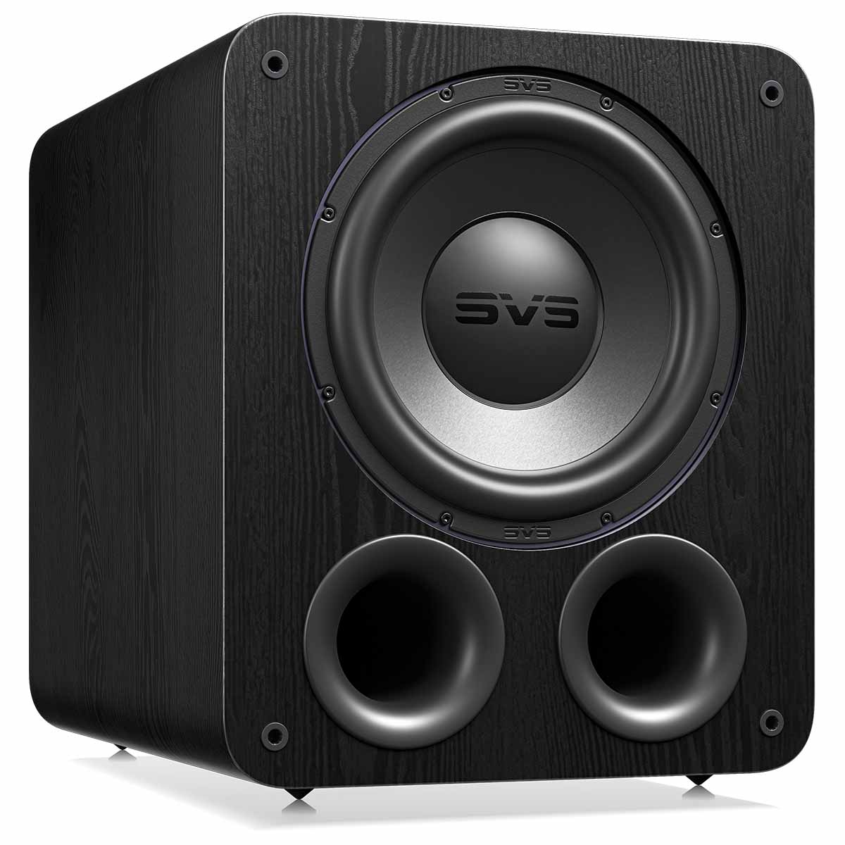 SVS PB-3000 R|Evolution 13" Subwoofer - Black Ash - front view angled right without grille