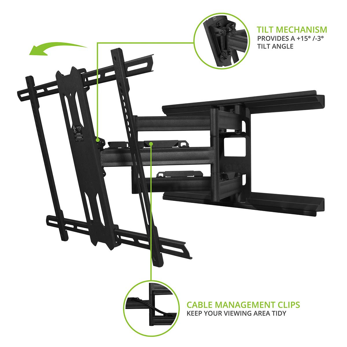 Kanto PDX680 Full Motion Mount for TVs 39"- 80" - Thumbnail 4