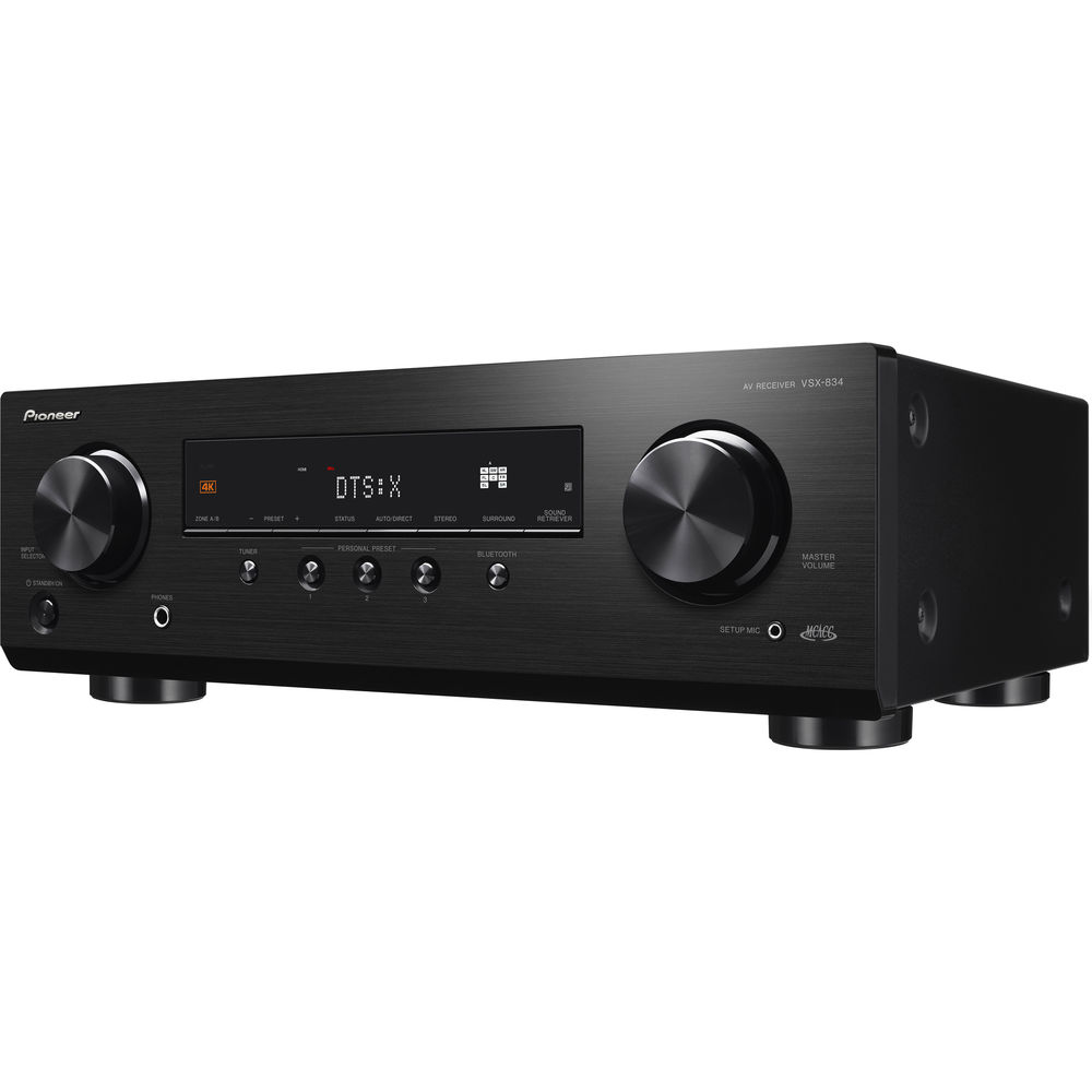 Pioneer VSX-834 7.2 Channel AV Receiver on white background showing master volume knob