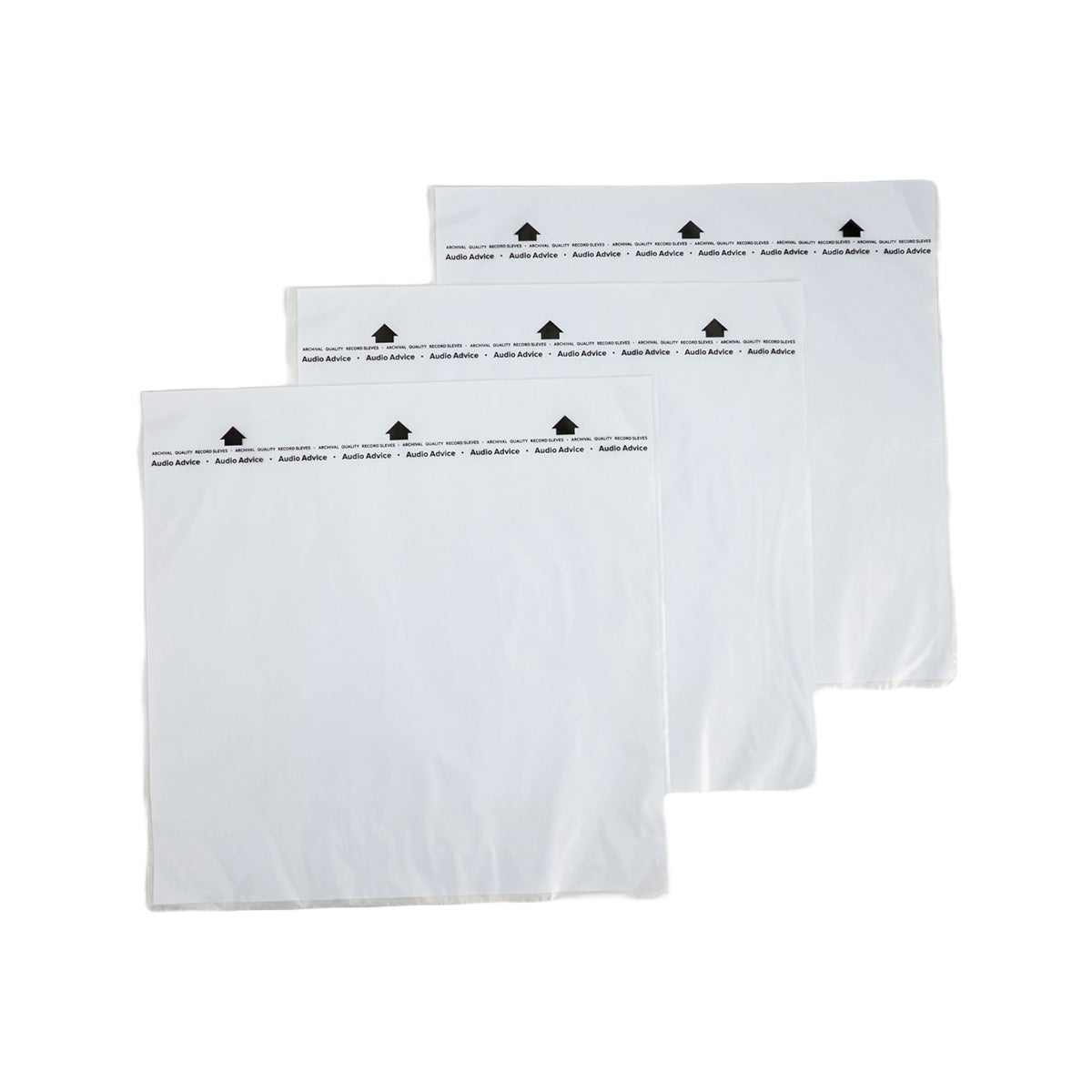 Audio Advice Rice Paper Record Sleeves - Pack of 50 three stacked sleeves