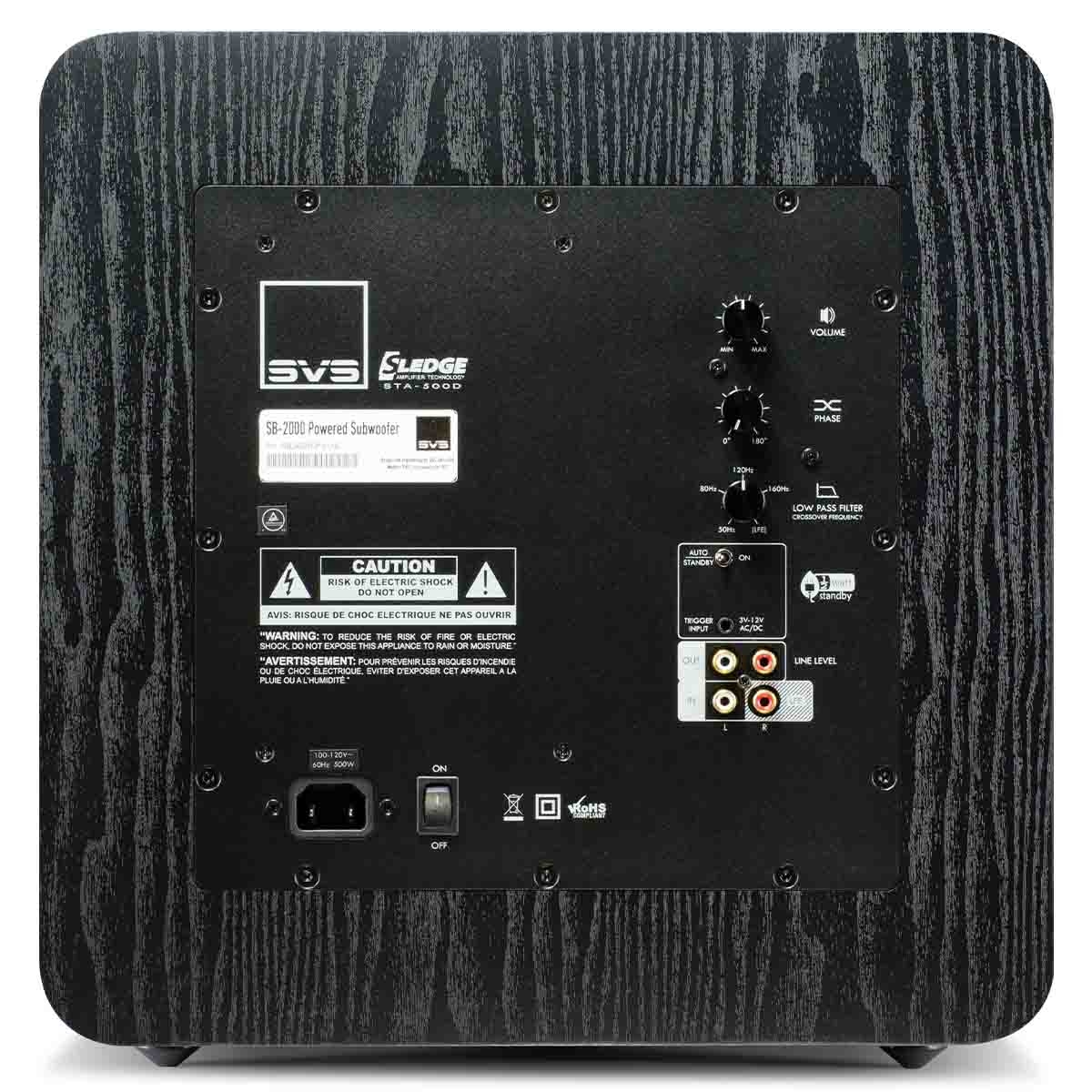 SVS SB-2000 12" Compact Sealed Subwoofer - Premium Black Ash - rear view