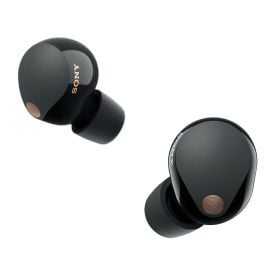 Sony WF-1000XM5 Truly Wireless Noise Canceling Earbuds - black - front angled view of two earbuds