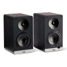 ELAC Debut ConneX DCB41 Powered Monitor Speakers - Black Ash Pair without grille - angled front view