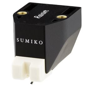 Sumiko Rainier MM Phono Cartridge Black Front,Sumiko Rainier MM Phono Cartridge on Record Closeup