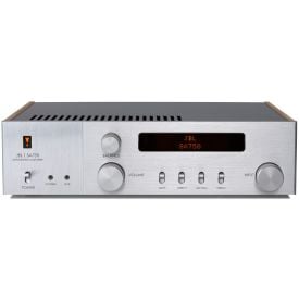 JBL SA750 Streaming Integrated Stereo Amplifier - Walnut angled front view
