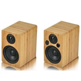 Peachtree M24 Powered Speakers - Bamboo Pair - angled front view