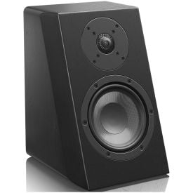 SVS Ultra Elevation Surround Speaker - single black oak without grille - angled front view