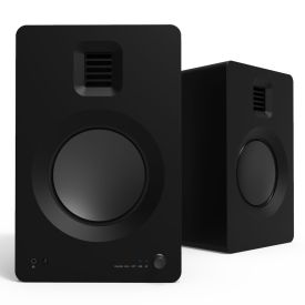 Kanto TUK Powered Speaker with Headphone Out, USB DAC, Dedicated Phono Pre-amp and Bluetooth - Matte Black - Front Angled View
