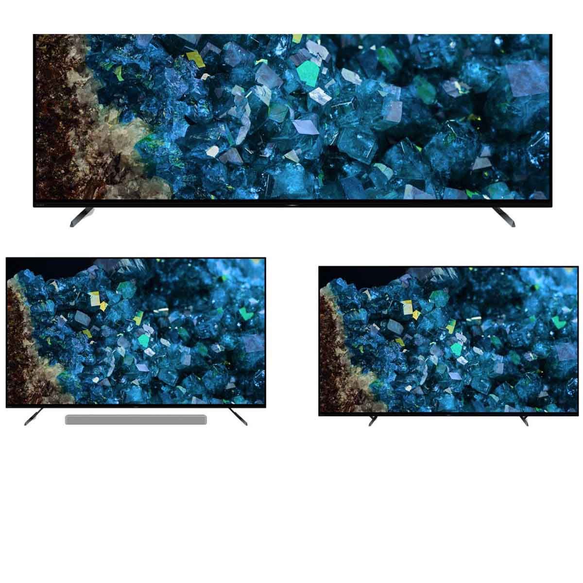 Sony BRAVIA XR A80L OLED 4K HDR Google TV (2023) showing different stand orientations