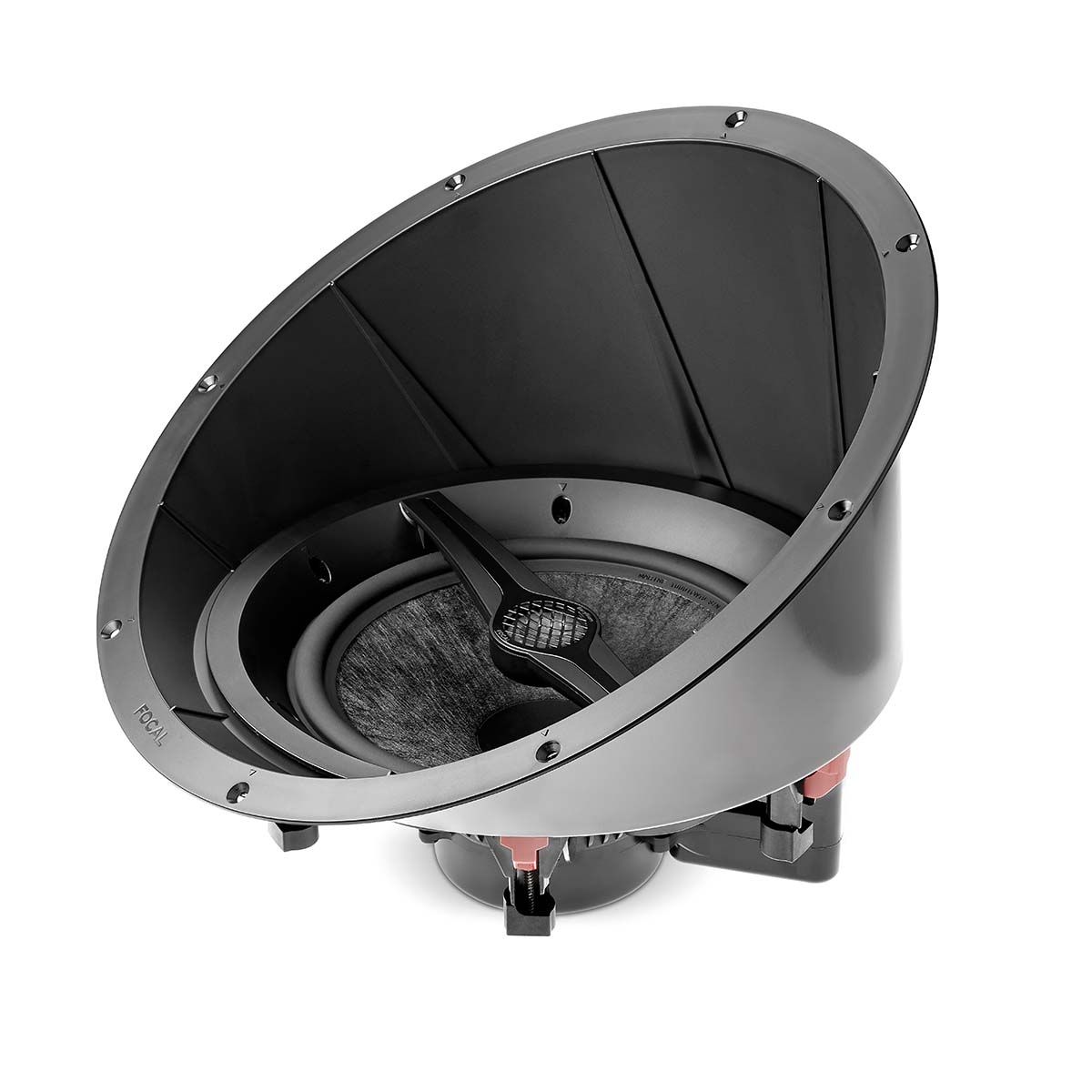 Focal Littora 1000 ICW10 In-Wall/In-Ceiling Loudspeaker angled side view with optional mounting bracket
