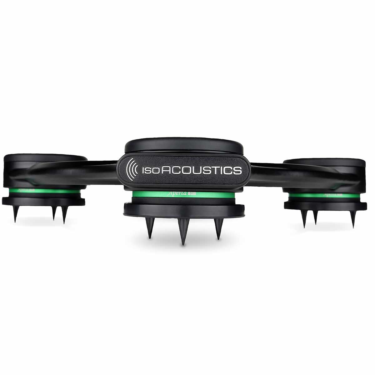 IsoAcoustics Aperta Sub Subwoofer Isolation Stand, front with carpet spikes
