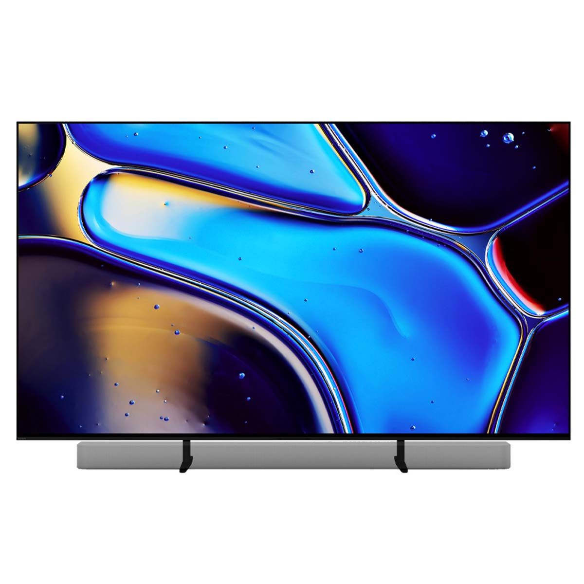 Sony BRAVIA 8 OLED 4K HDR Google TV (2024) - with soundbar and feet narrow
