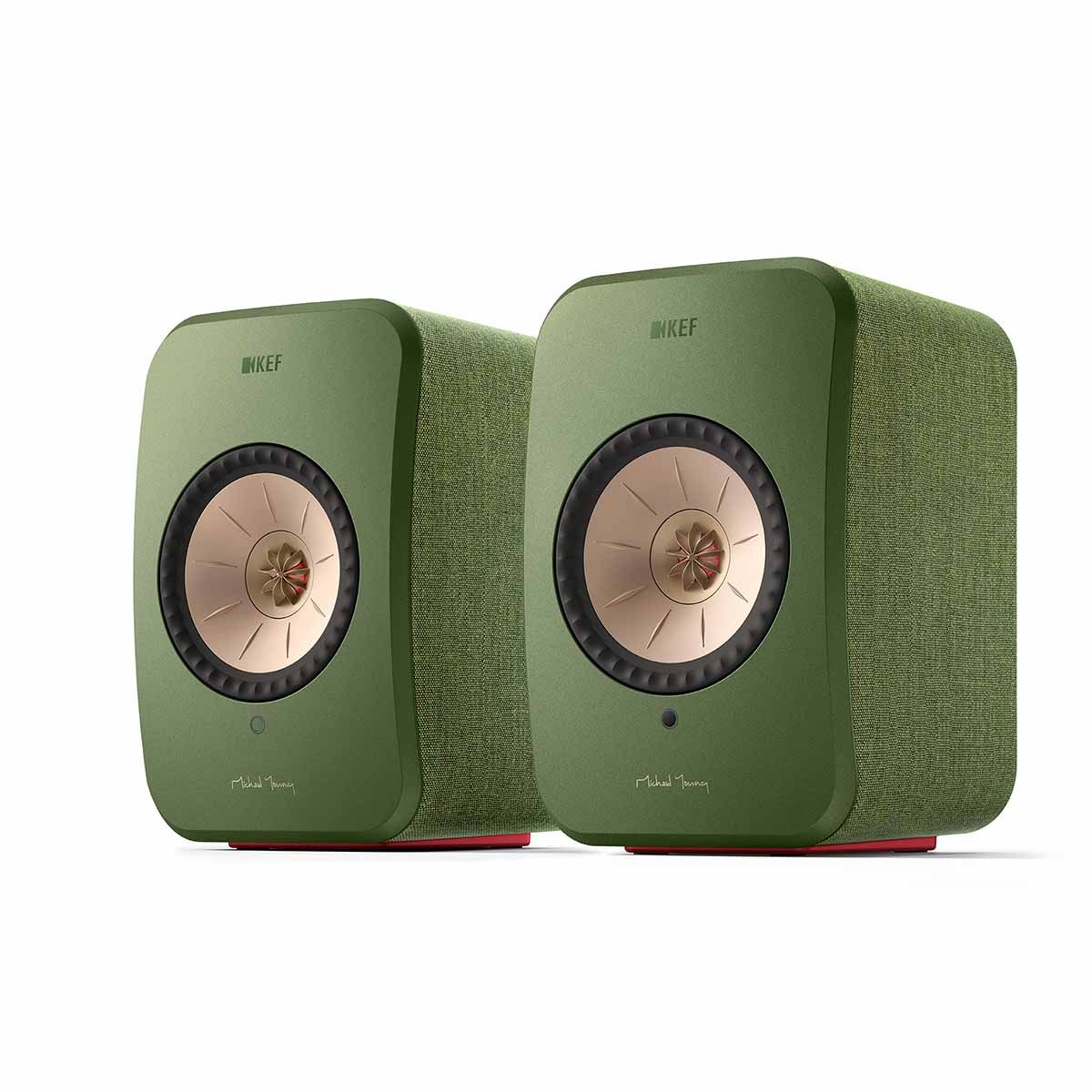 KEF LSX II Wireless HiFi Speakers - Olive Green - front view