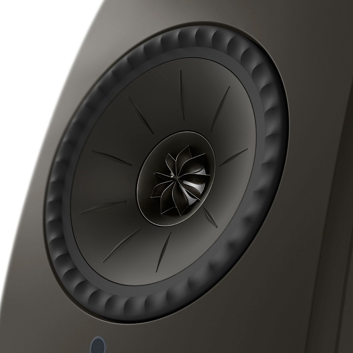 KEF LSX II LT Wireless HiFi Powered Bookshelf Speakers Graphite Grey close-up of Uni-Q driver