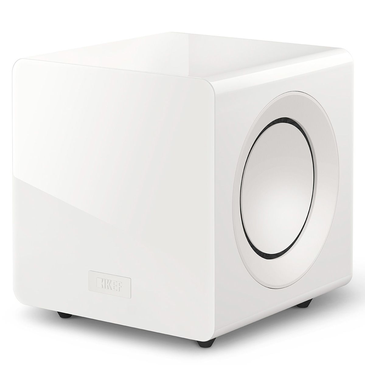 KEF KC92 Force-Cancelling Subwoofer white angled front view