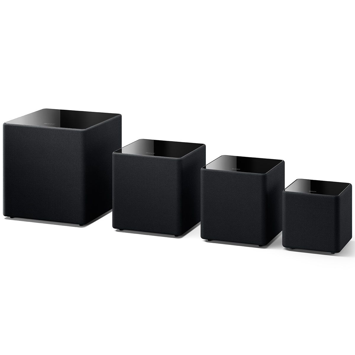 KEF Kube 8 MIE Subwoofer - Black front view of Kube lineup