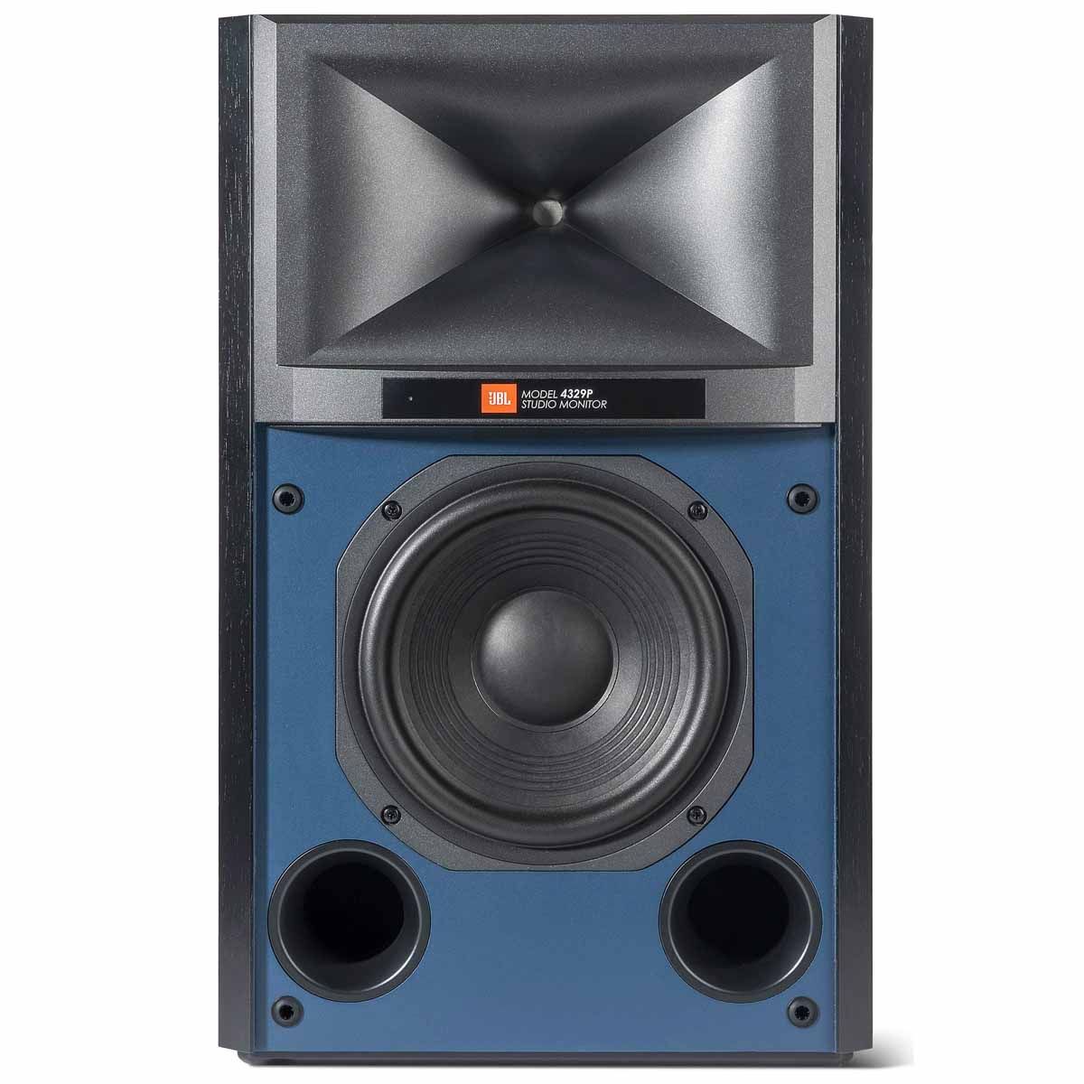 JBL 4329P Powered Studio Monitor - Pair - black front view without grille