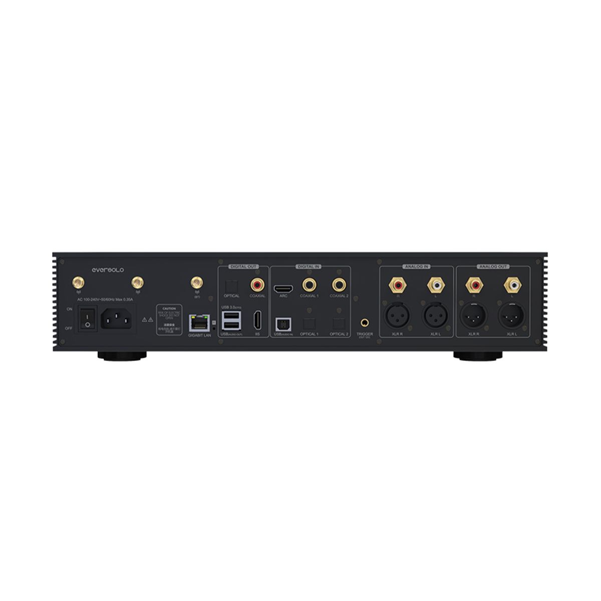 EverSolo DMP-A8 Network Streamer, DAC, & Preamp rear components view