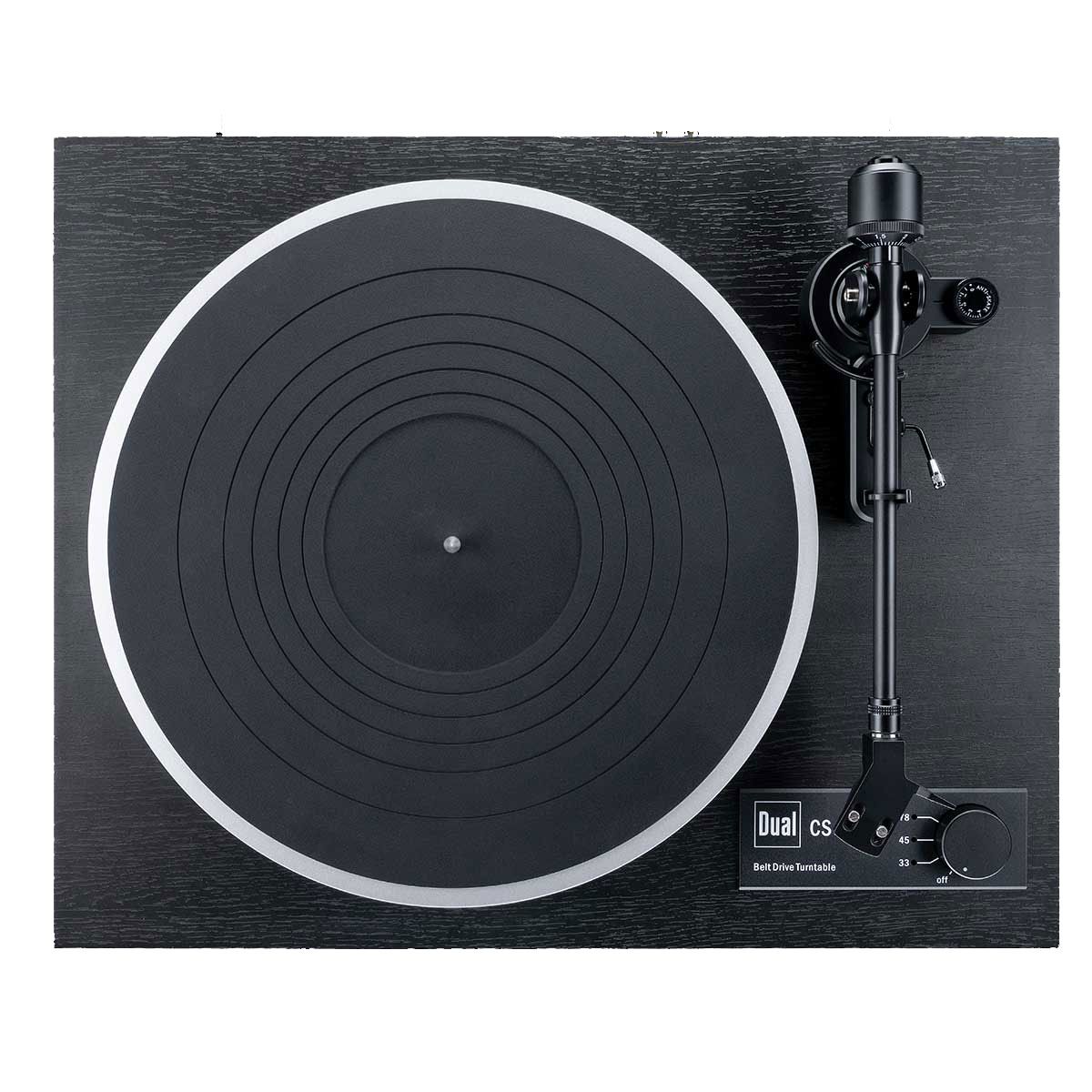 Dual CS418 Manual Turntable, Black Vinyl, top angle