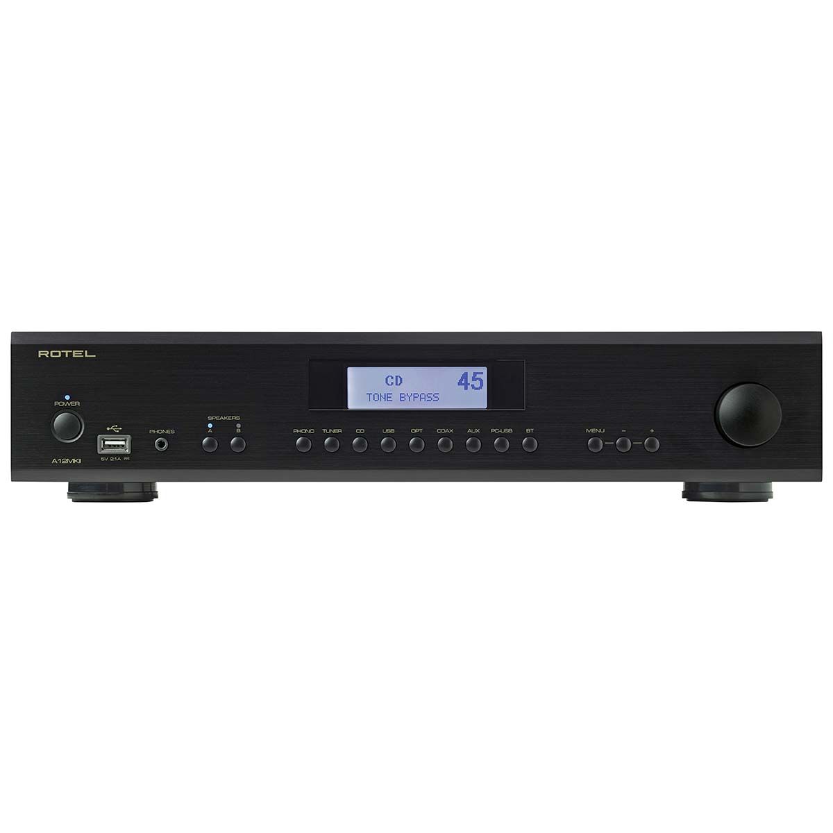 Rotel A12 MKII Integrated Amplifier, Black, front view