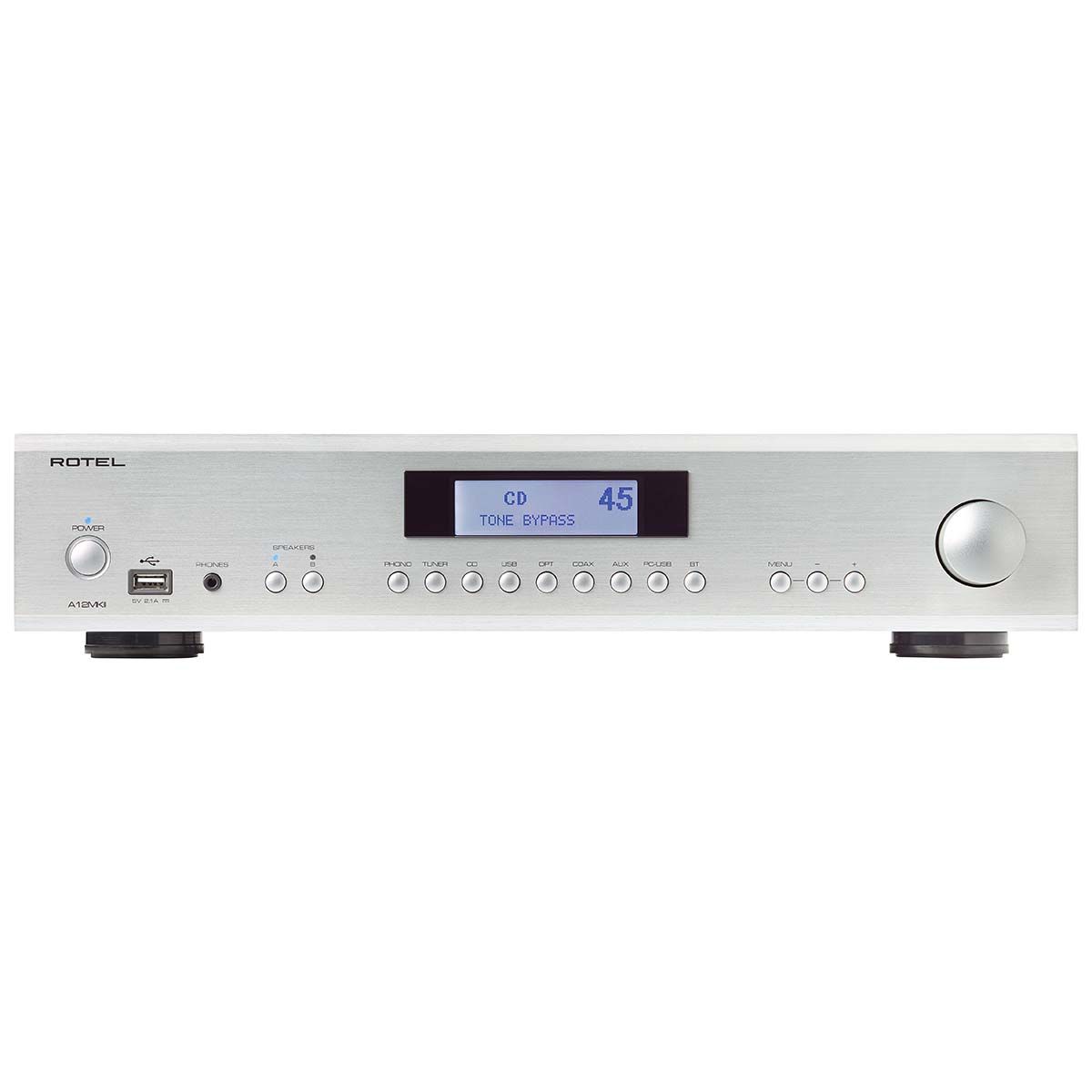 Rotel A12 MKII Integrated Amplifier, Silver, front view