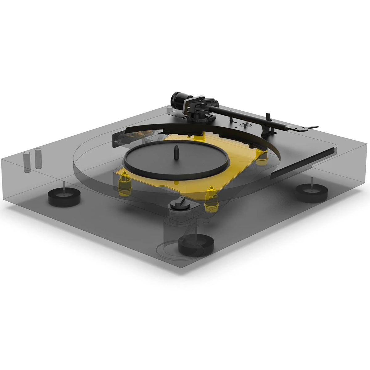 Pro-Ject A2 Automatic Record Player see-through view of internal components
