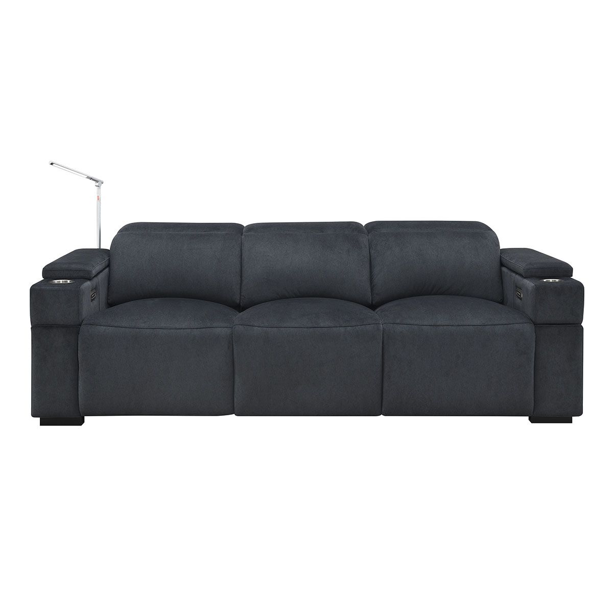 RowOne Calveri - Charcoal Patterned Polyester Microfiber Fabric - 3 Chair Sofa - front view