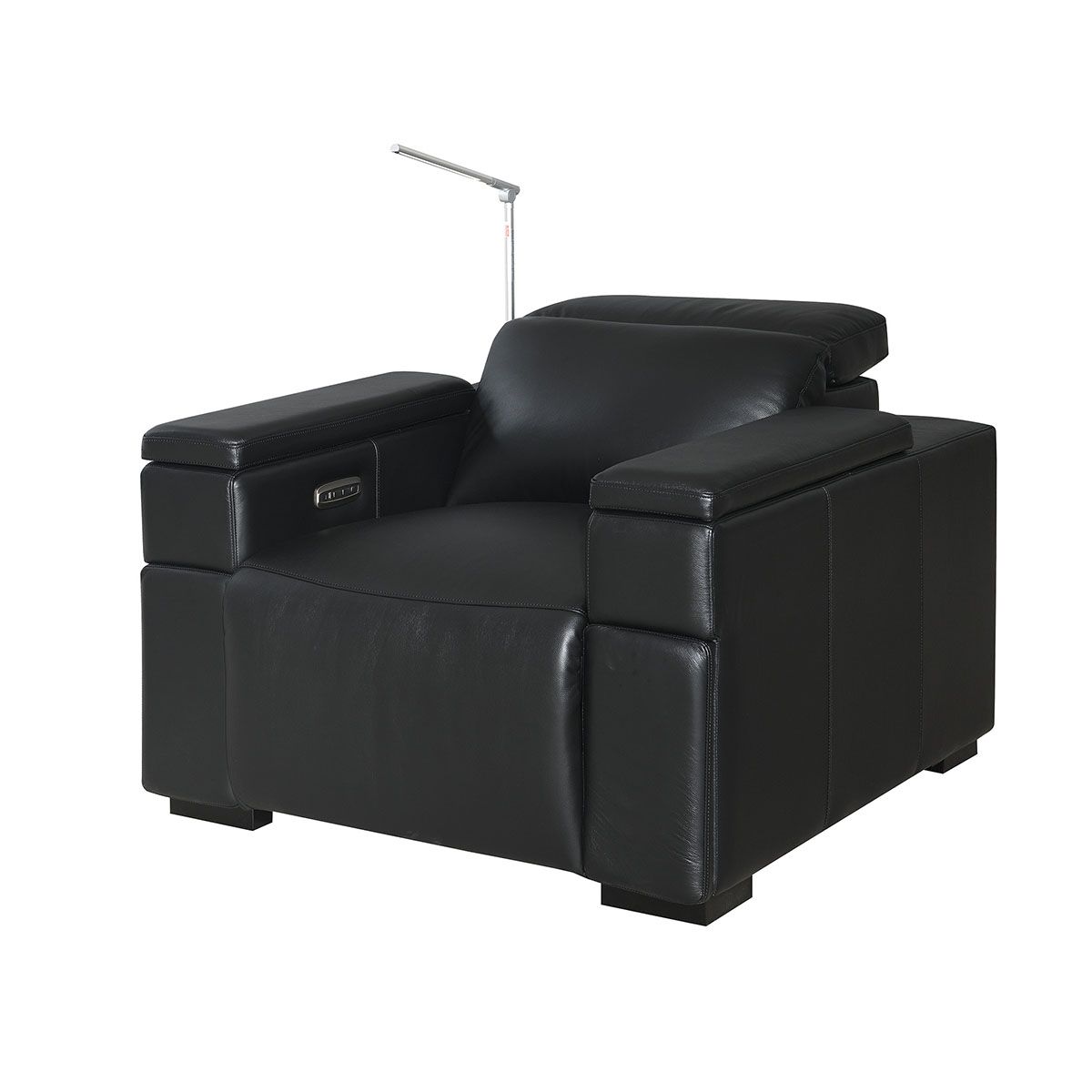 RowOne Calveri - Black Top Grain Leather w/ Matching Vinyl - Single Chair - angled front view