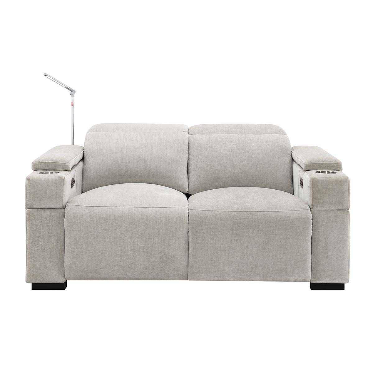 RowOne Calveri - Taupe Patterned Polyester Microfiber Fabric - Loveseat - front view