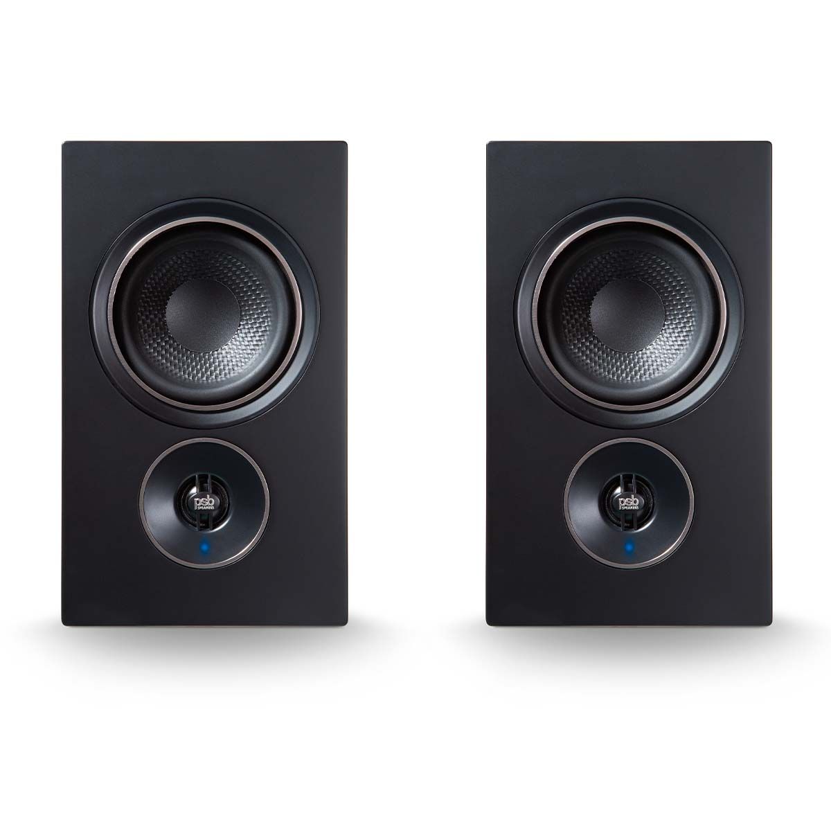 PSB Alpha iQ Streaming Powered Speakers - black pair - front view