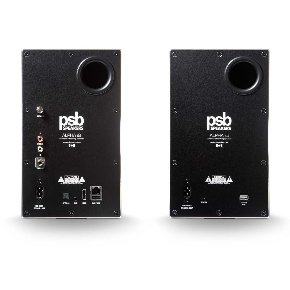 PSB Alpha iQ Streaming Powered Speakers - black pair - rear component view
