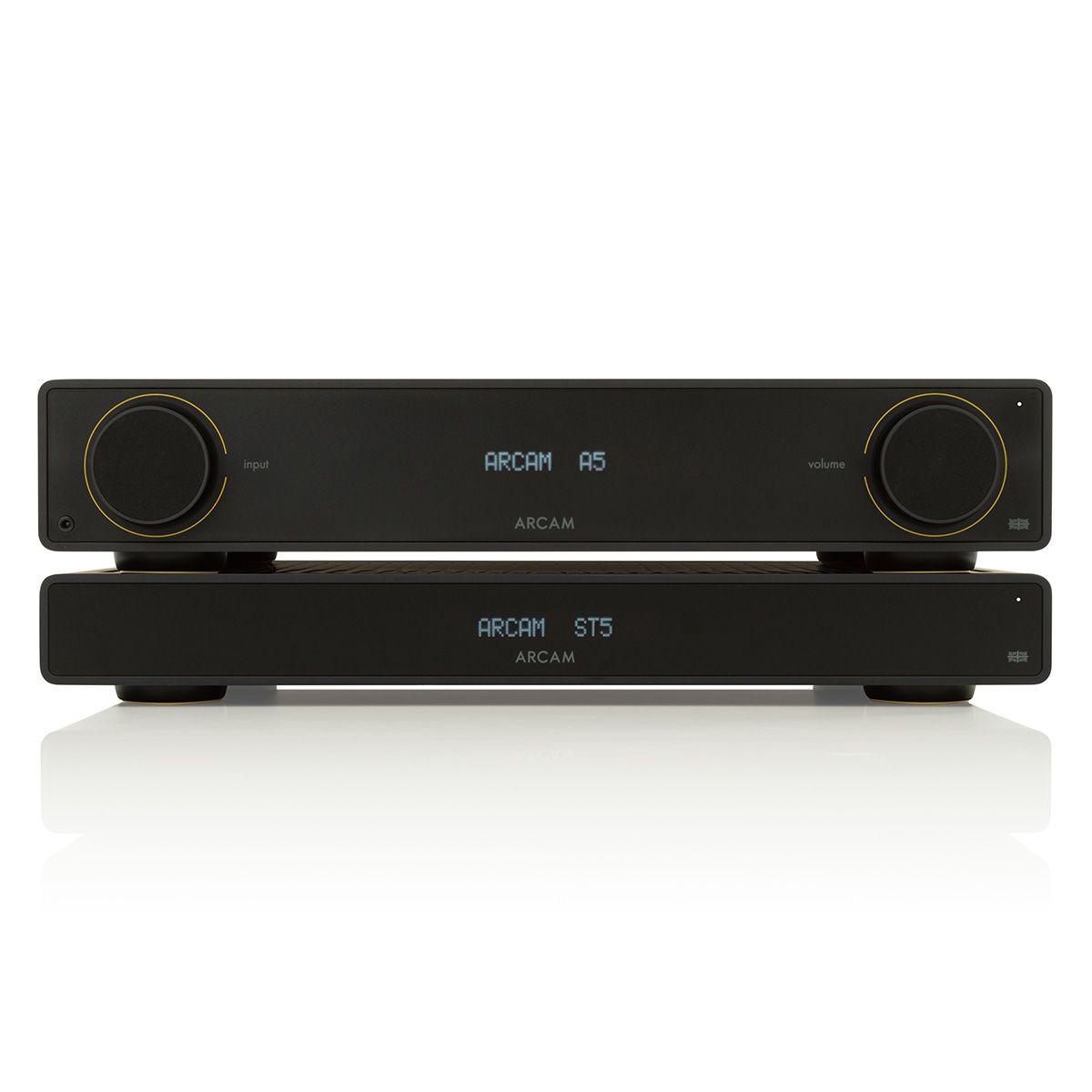 Arcam ST5 Streaming Music Player stacked with Arcam A5
