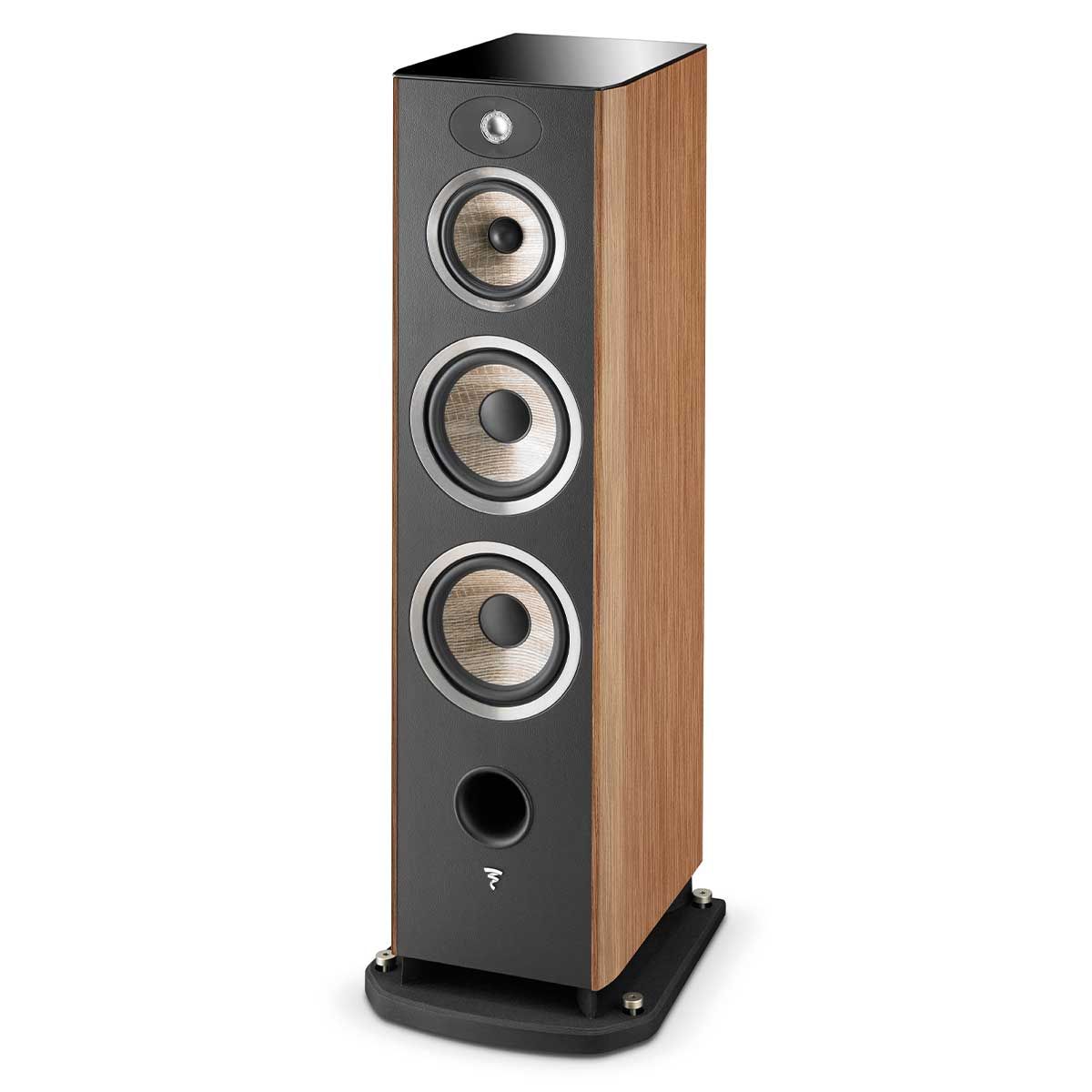 Focal Aria 948 Floorstanding Speakers, Walnut, front angle without grille