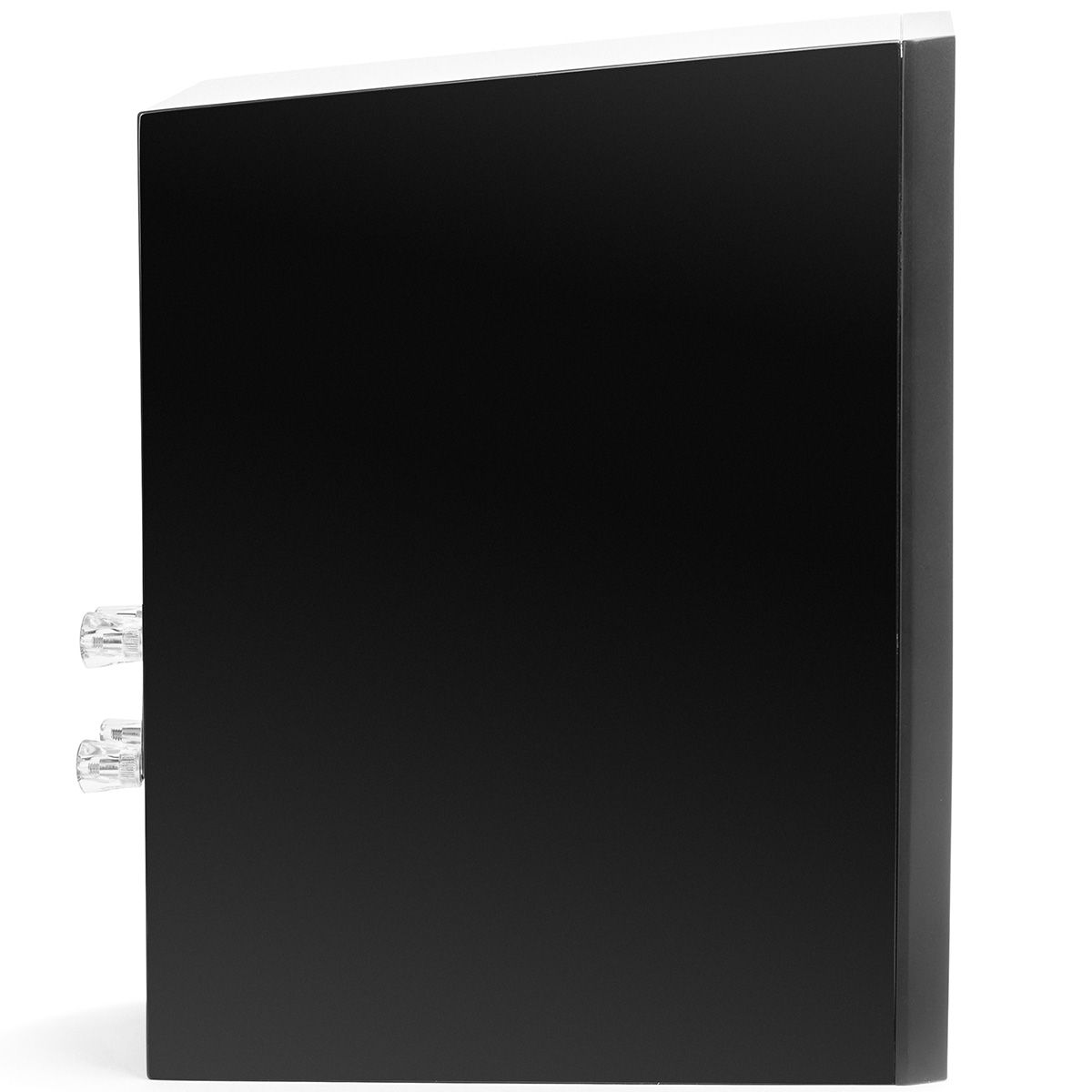 MartinLogan Motion XT B100  bookshelf Speaker in black, side view with grilles on white background