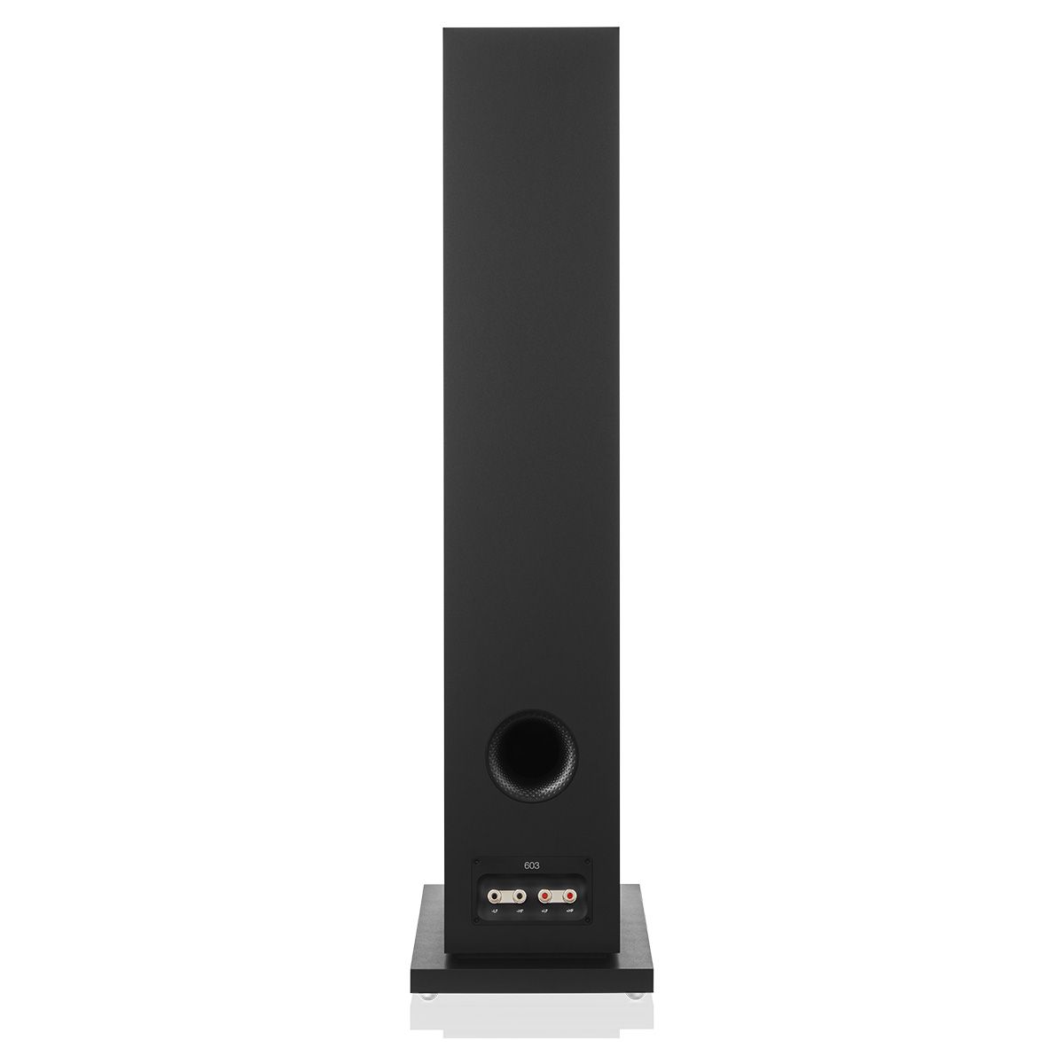 Bowers & Wilkins 603 S3 Floorstanding Speaker at an angle in Black - rear inputs