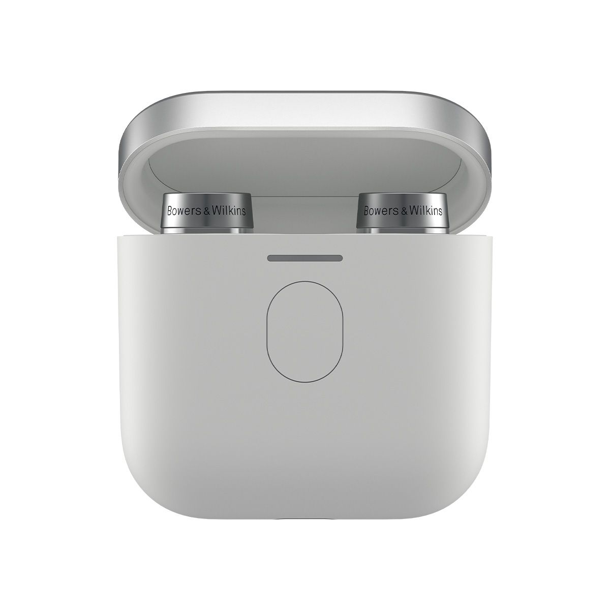 B&W Pi7 True Wireless In-Ear Headphones - Canvas White - inside charging case straight on shot