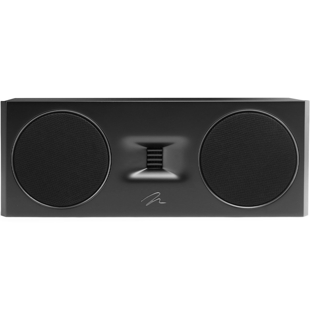 MartinLogan Motion C10  Bookshelf Speaker in black front view with grilles on white background