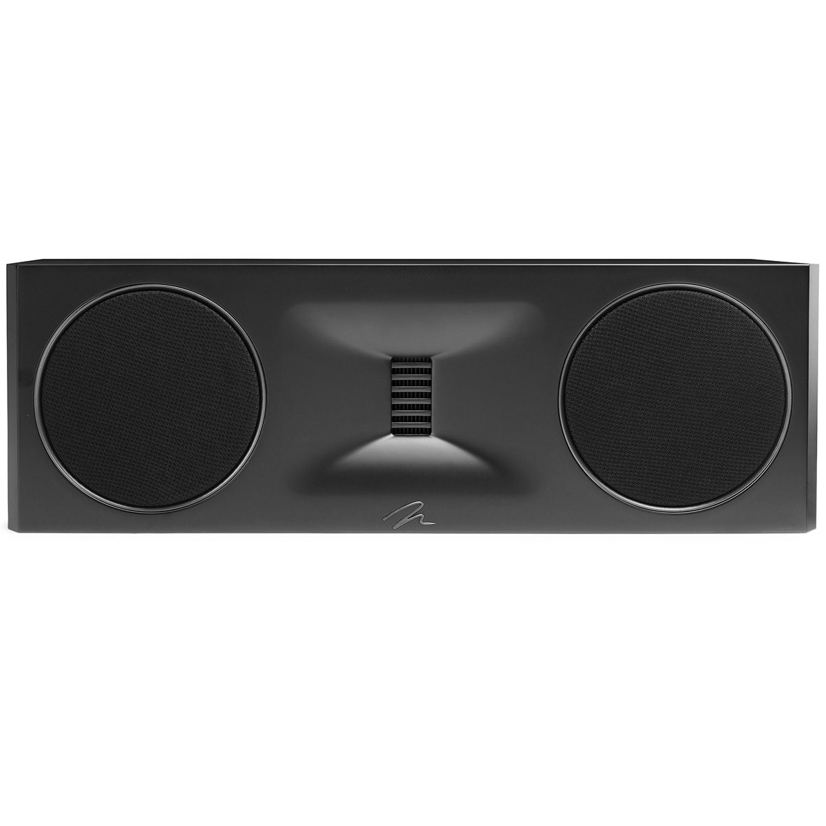 MartinLogan XT C100 center channel speaker front view in black with grilles