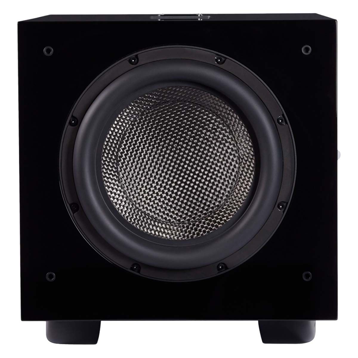 REL Serie S Carbon Special Subwoofer - Piano Black front view without grille