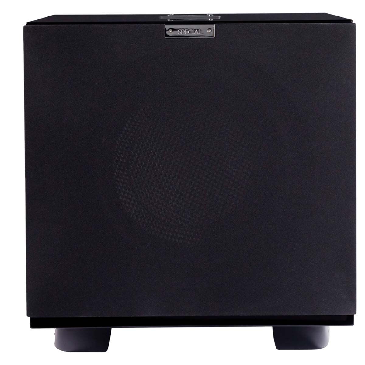 REL Serie S Carbon Special Subwoofer - Piano Black front view with grille