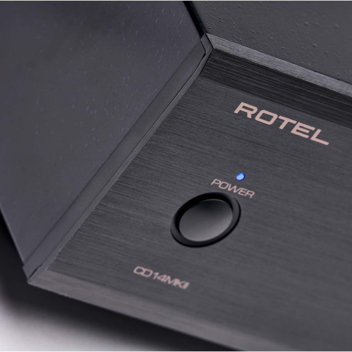 Rotel CD14MKII CD Player, Black, detailed view of power button