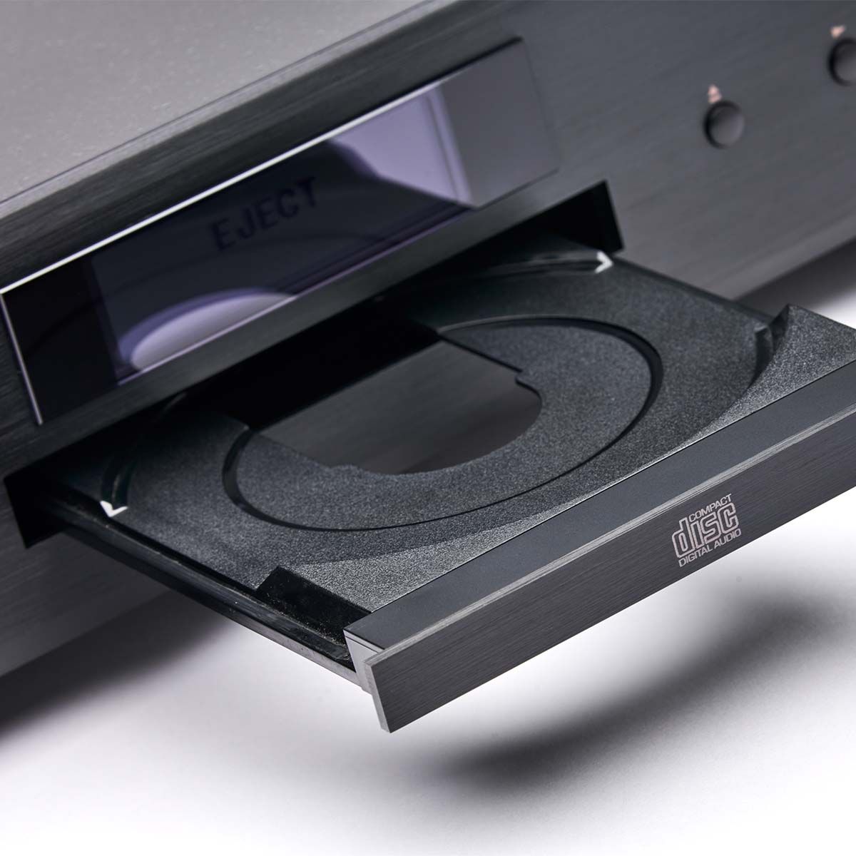 Rotel CD14MKII CD Player, Black, detailed view of CD tray