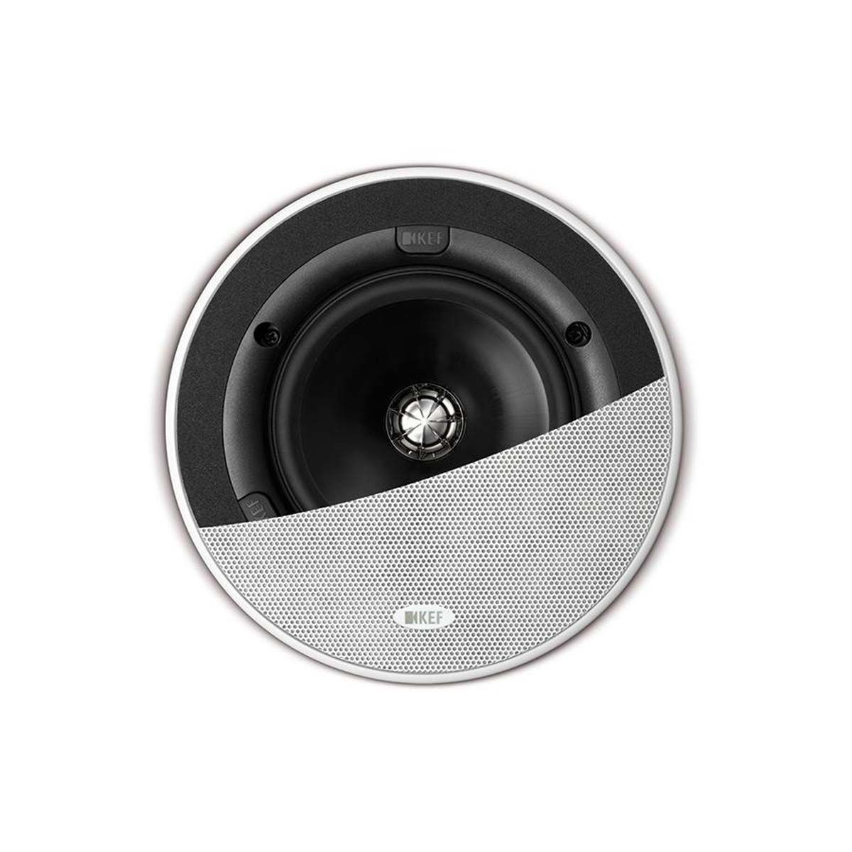 KEF Ci130QR In-Ceiling Speaker - front view with grille cutaway