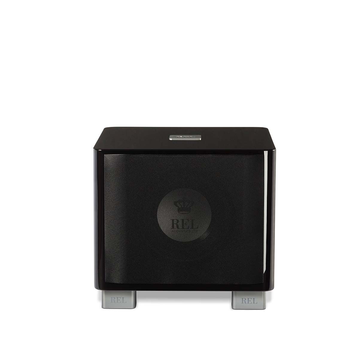 REL T/7x Subwoofer, black, front view with grille