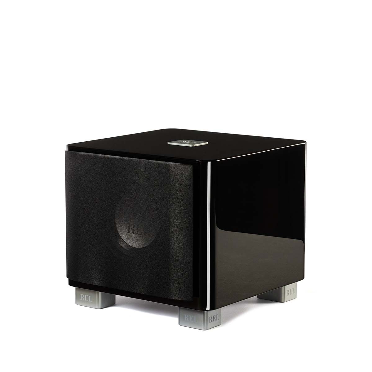 REL T/7x Subwoofer, black, front angle with grille