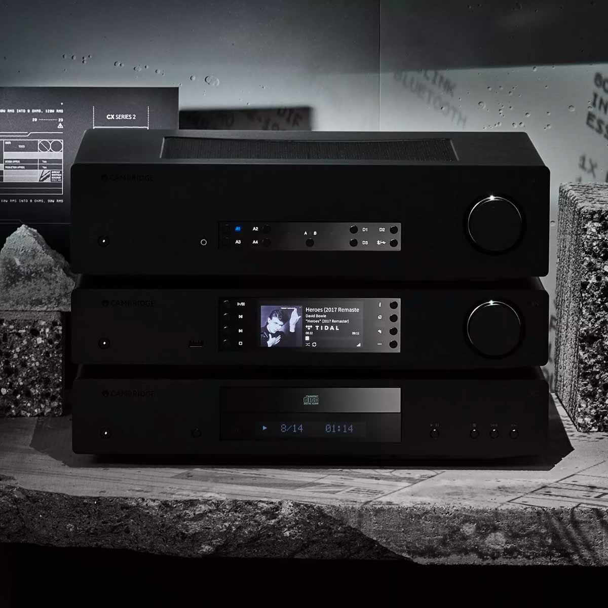 Cambridge Audio CX Black Edition components stacked together