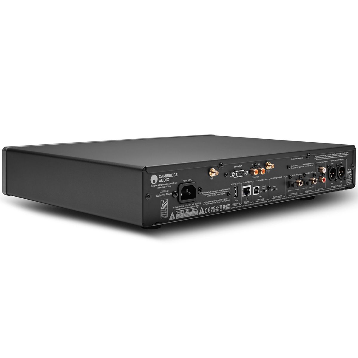 Cambridge CXN100 Network Player - Lunar Grey angled left rear view
