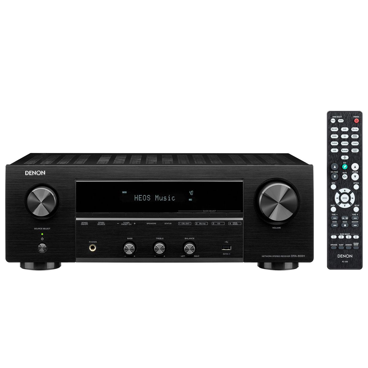 Denon DRA-800H Stereo Network Receiver - front view featuring remote