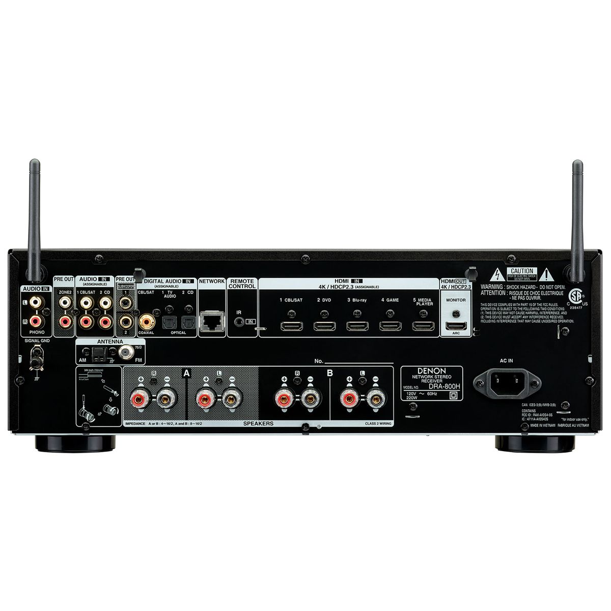 Denon DRA-800H Stereo Network Receiver - rear view