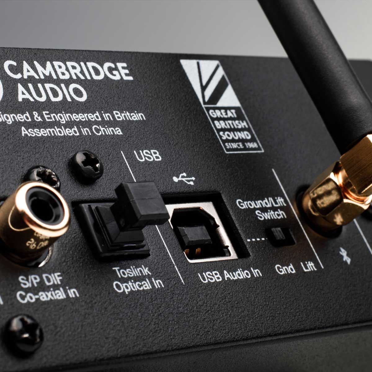 Cambridge Audio DacMagic 200 DAC & Preamplifier close-up of rear Inputs